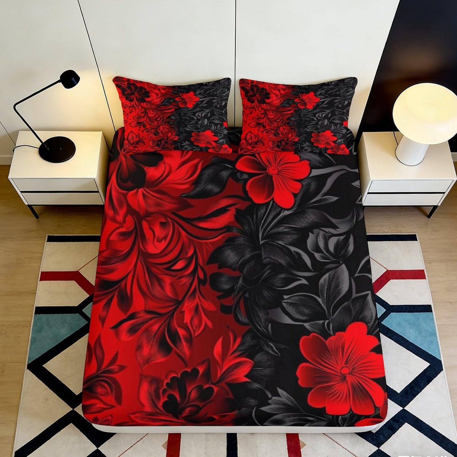 3D Printed Guitar Theme Fitted Sheet Microfiber Deep Pocket Non-Slip Adult Bedroom Bedding Full Wrap Mattress Fitted Cover 120x200x25cm