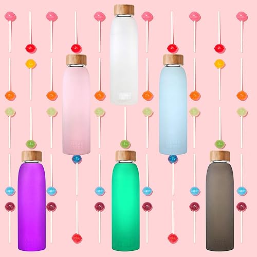 Miniatura 9 de Urban Green Botella de agua de vidrio con funda protectora de silicona y tapa de bambú, 18 onzas, tapa de acero inoxidable 304 1extra con asa, sin