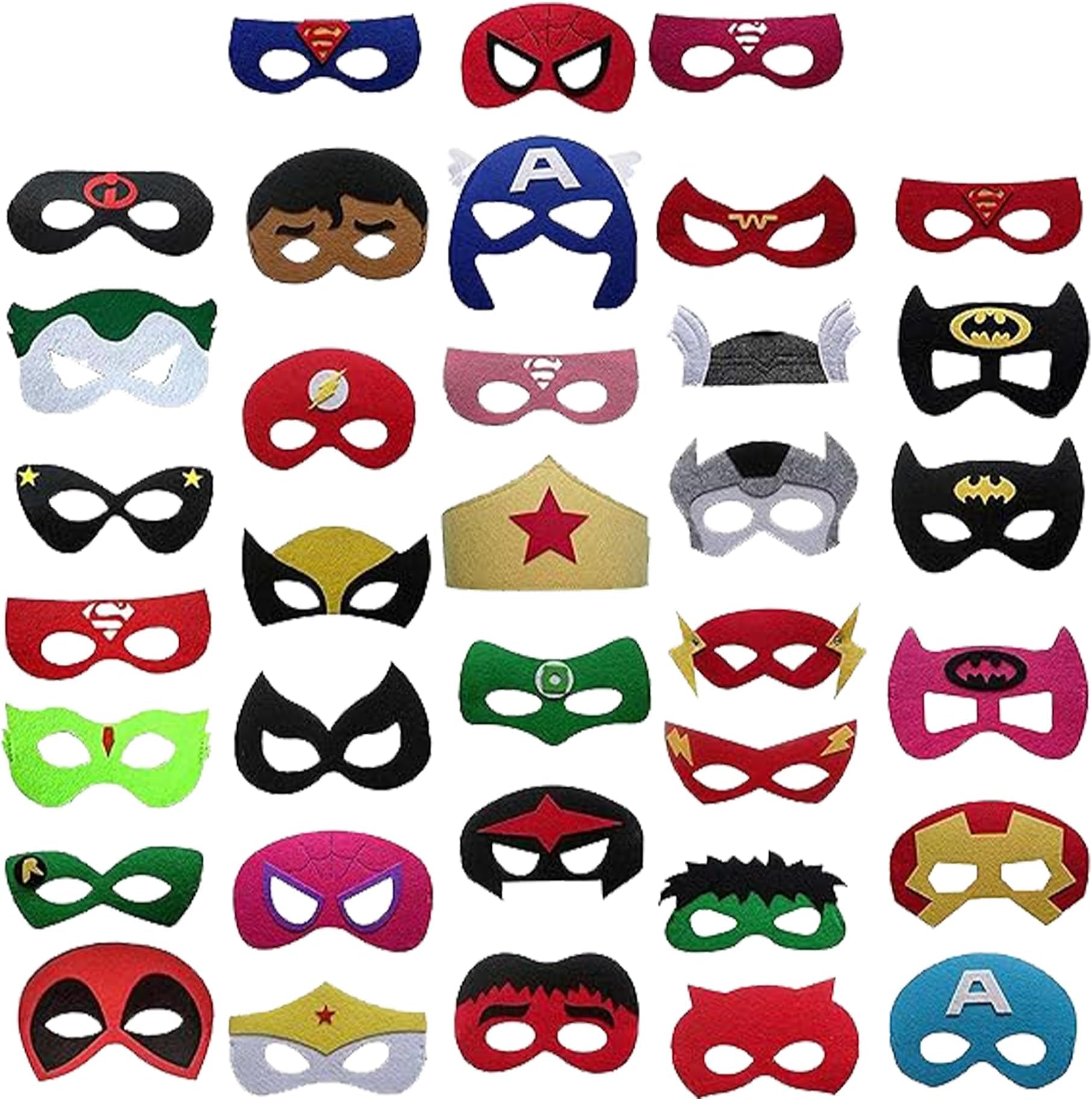Direct Spech LtdSuperhero Masks For Kids Party 35 Pack, Cosplay Mask With Elastic Bands Fun Superheroes Kids Party Supplies & Spiderman Party Bag Fillers For Kids, Marvel Birthday Masks For Kids