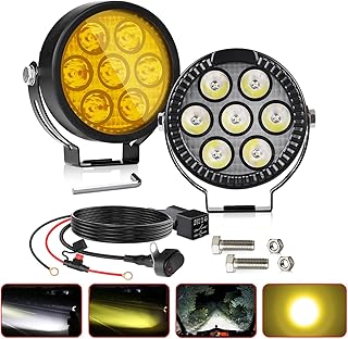 Kit de luces antiniebla LED de conducción de motocicleta, 100 W, 4.5 pulgadas, faros auxiliares redondos, luz puntual con interruptor de arnés de cable para ADV/Adventure Touring Cruiser Sport