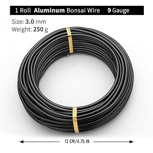 Miniatura 4 de Alambre de entrenamiento de bonsái de aluminio anodizado negro 3.0 de 8.82 oz, rollo grande, muchos tamaños para elegir, alambre de metal flexible