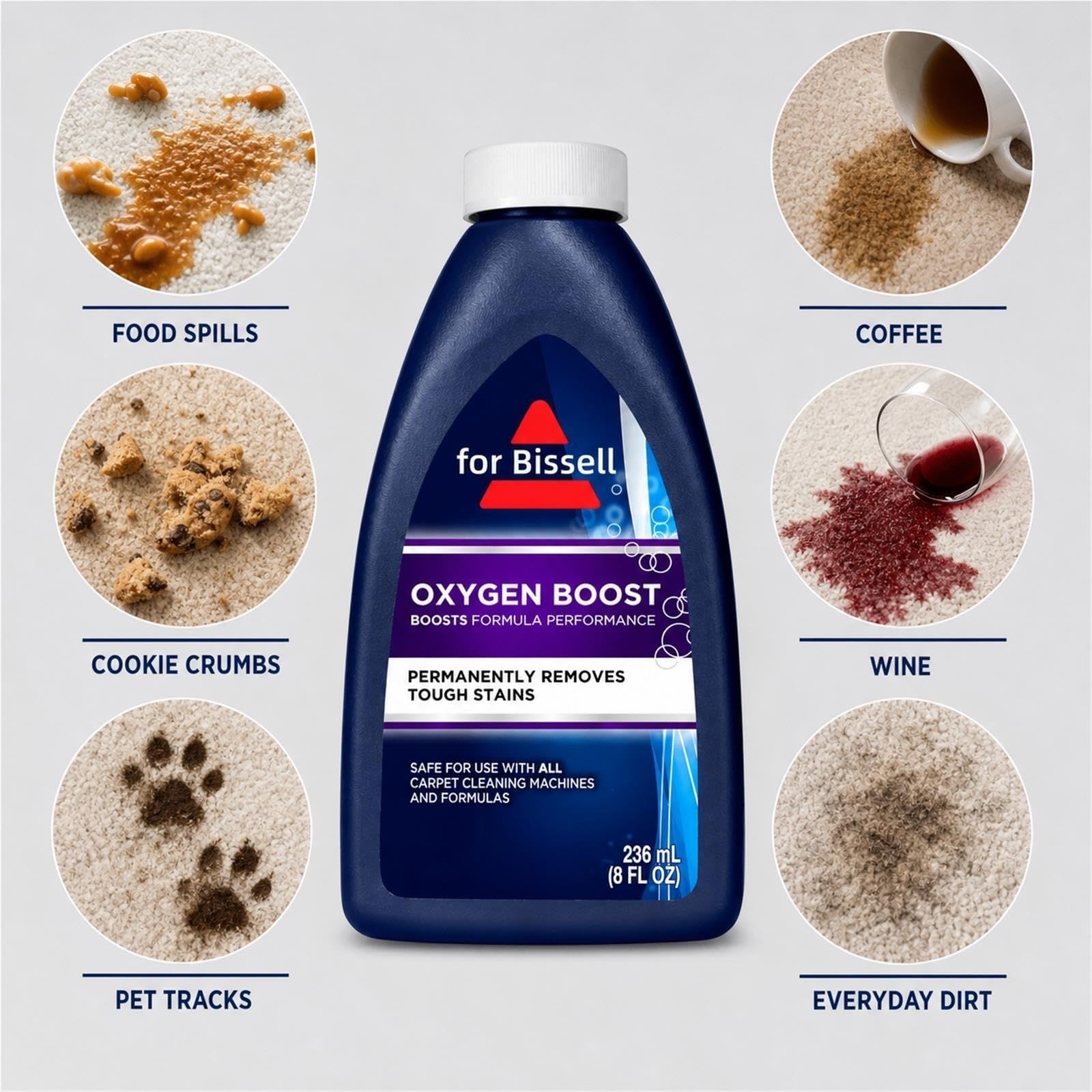 Compatible avec Bissell, Liquide Nettoyant à l'Oxygène Actif, 236ML