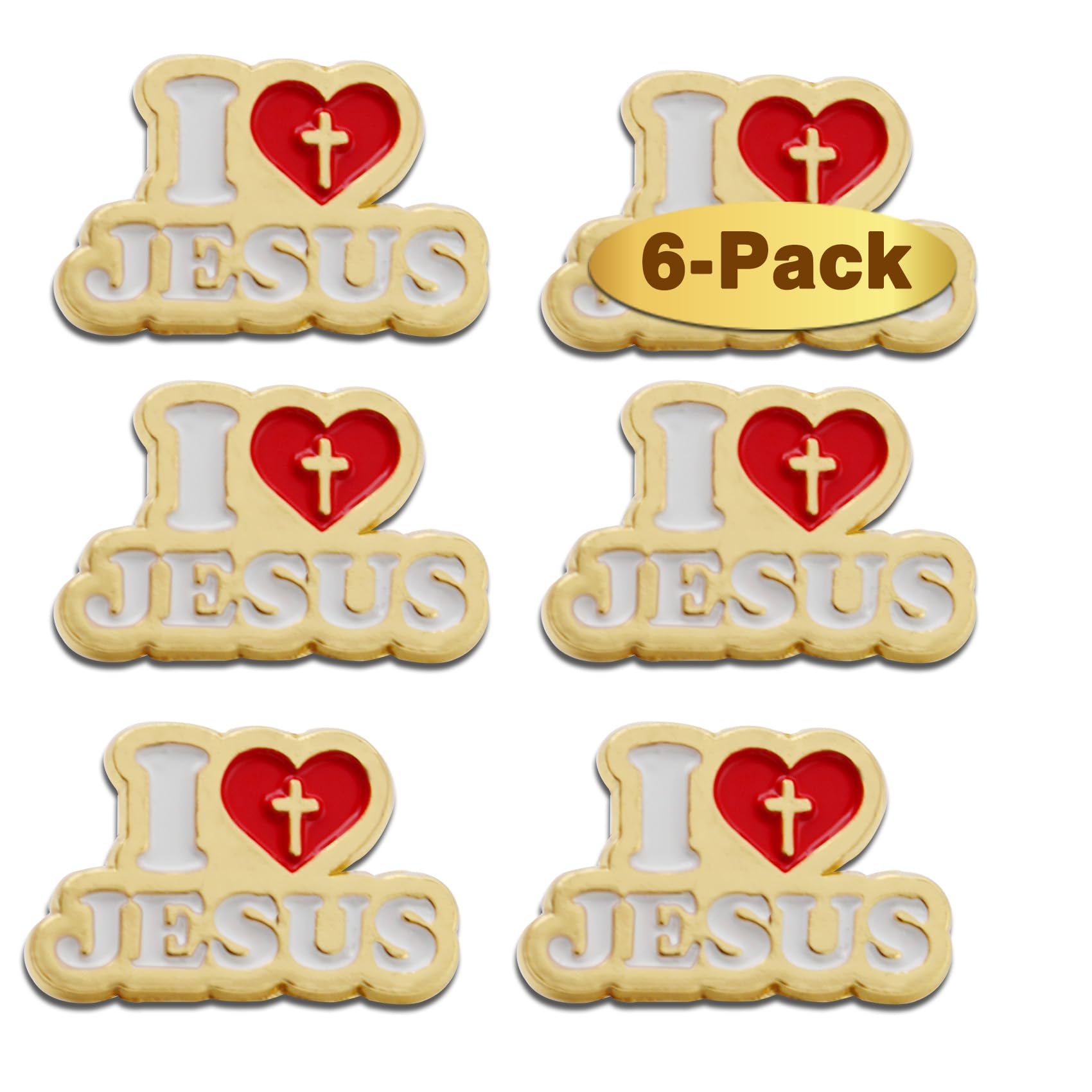 6/12/50/100 Pcs Gold Cross I Love Jesus Lapel Pins (1 in) For Men Women Religious