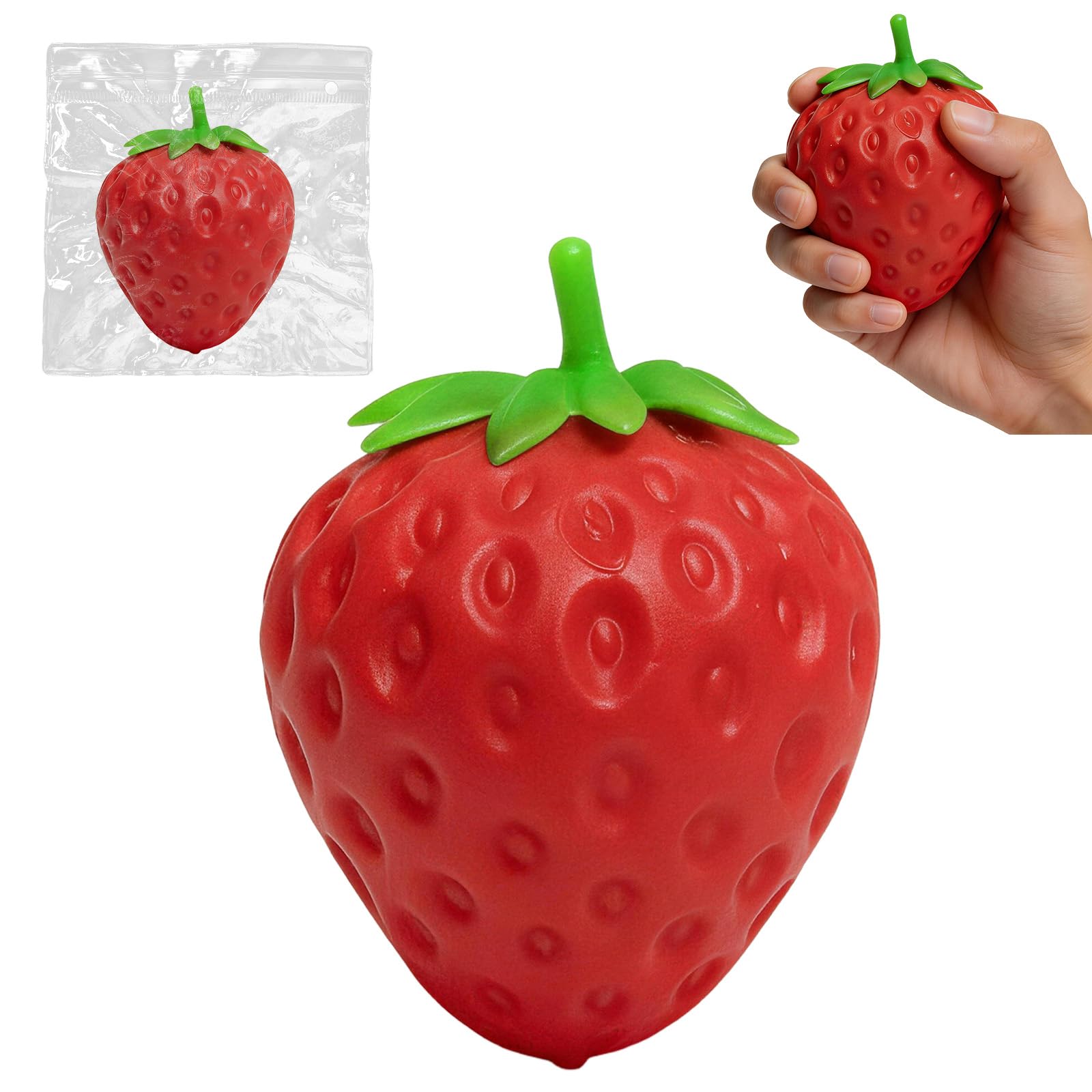 2pcs Strawberry for Adults, Slow Rising Ornaments, 2026 New Realistic Cute Fruit Toy for Sensory Play Relief Soft Squeeze Fidget Toys for Adults for Home Office Working
