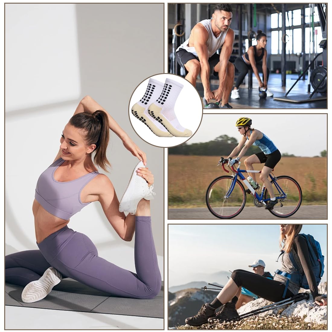 4 pares de calcetines antideslizantes de fútbol, calcetín antideslizante, gruesos, transpirables, para fútbol, yoga y senderismo, tallas 38-45