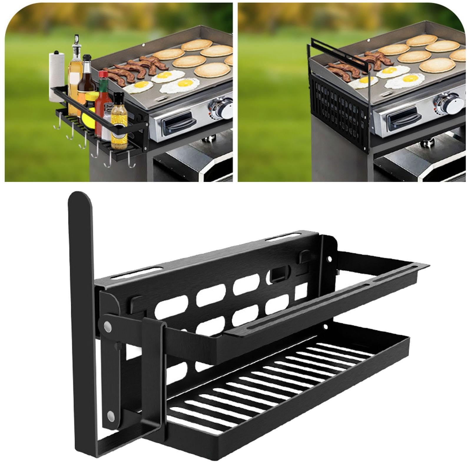 Griddle - Estante plegable de acero al carbono para especias de fácil instalación