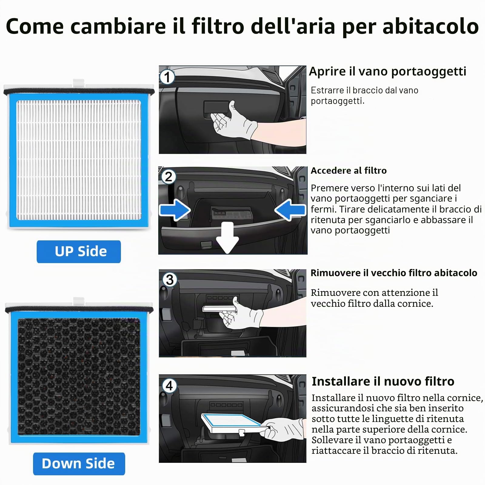 BDTS61J6X Filtro aria abitacolo premium compatibile con Mazda 3/CX-30/CX-50 (2019-2024) BDGF61J6X Filtro AC a carbone attivo per vano passeggeri