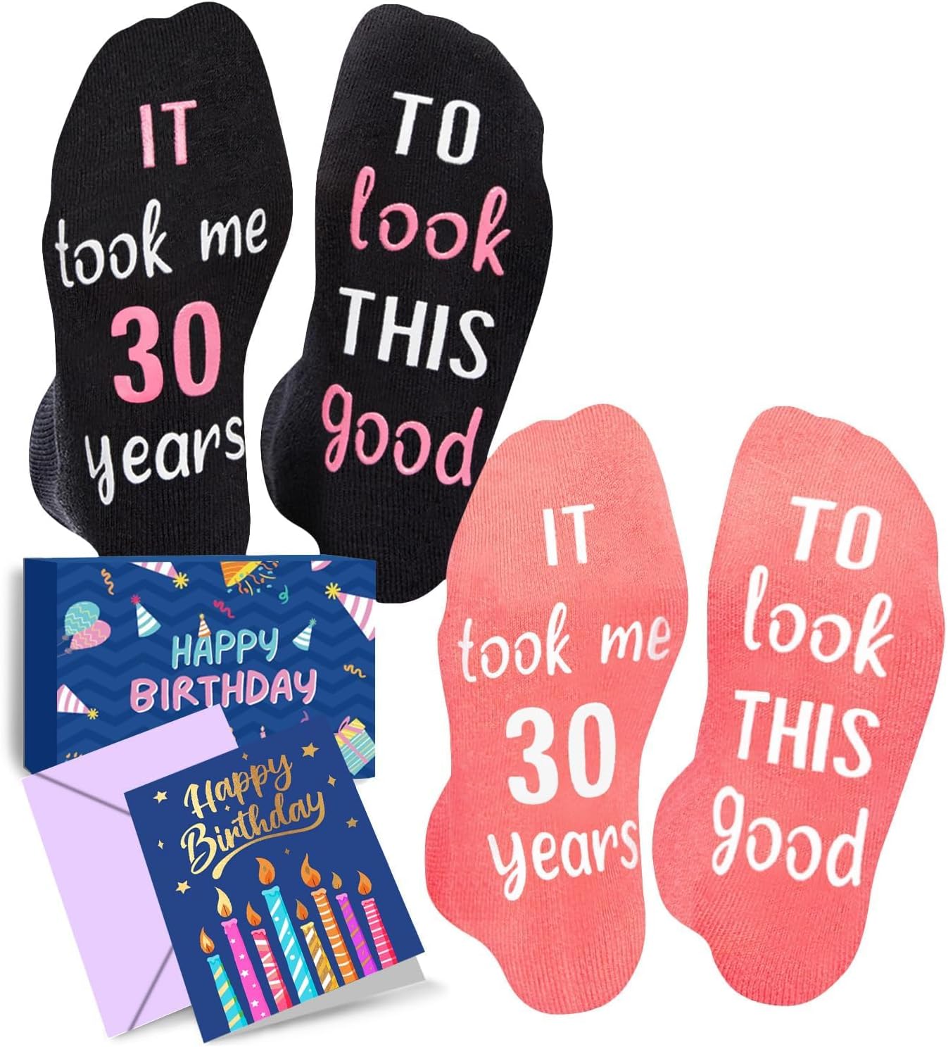 HAPPYPOP Birthday Gifts Ideas - Women 35-50 Year Old Socks, 55-80 Year Old Bday Gifts 2 Pack