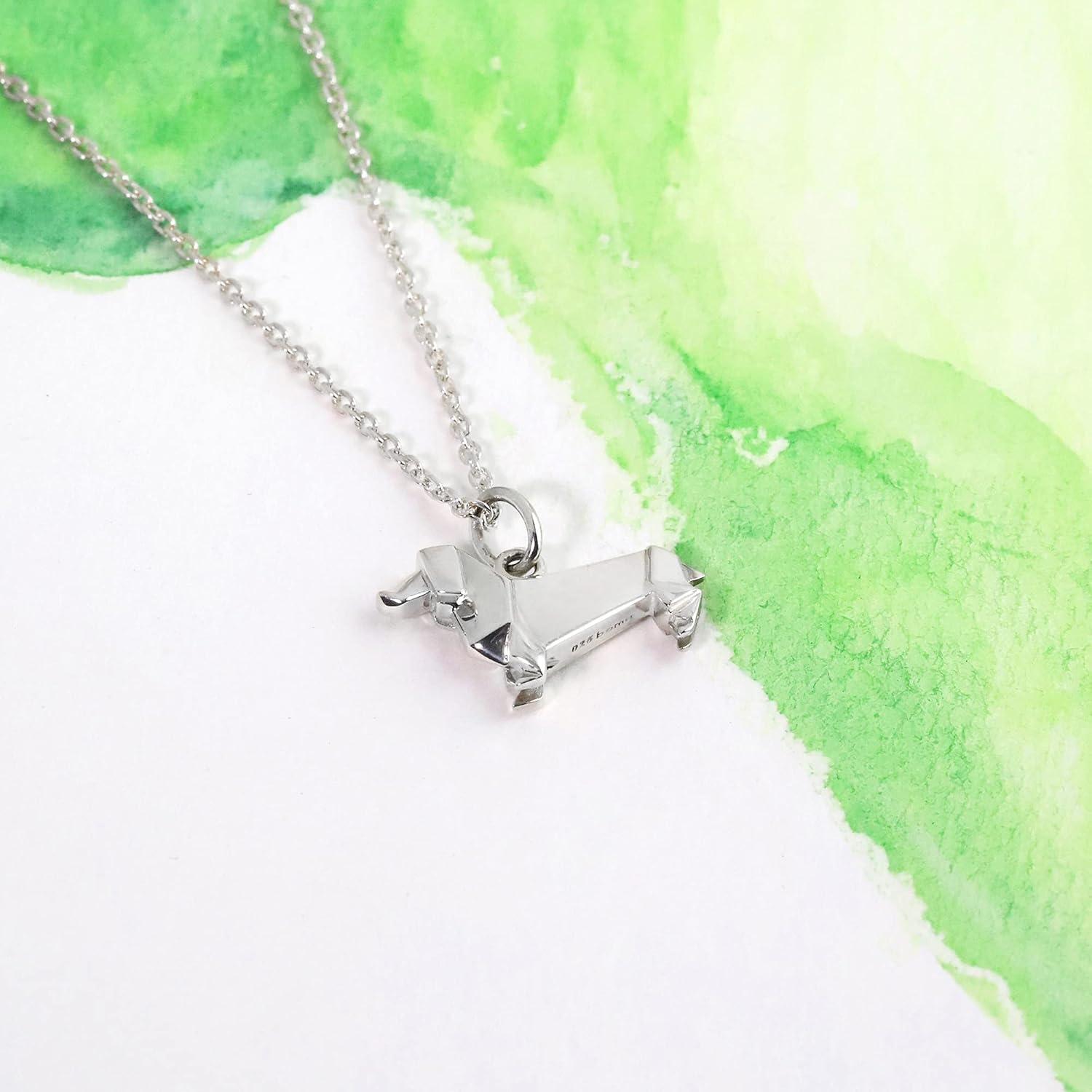 Boma Jewelry Sterling Silver Origami Dachshund Wiener Dog Necklace, 18 Inches - Image 4