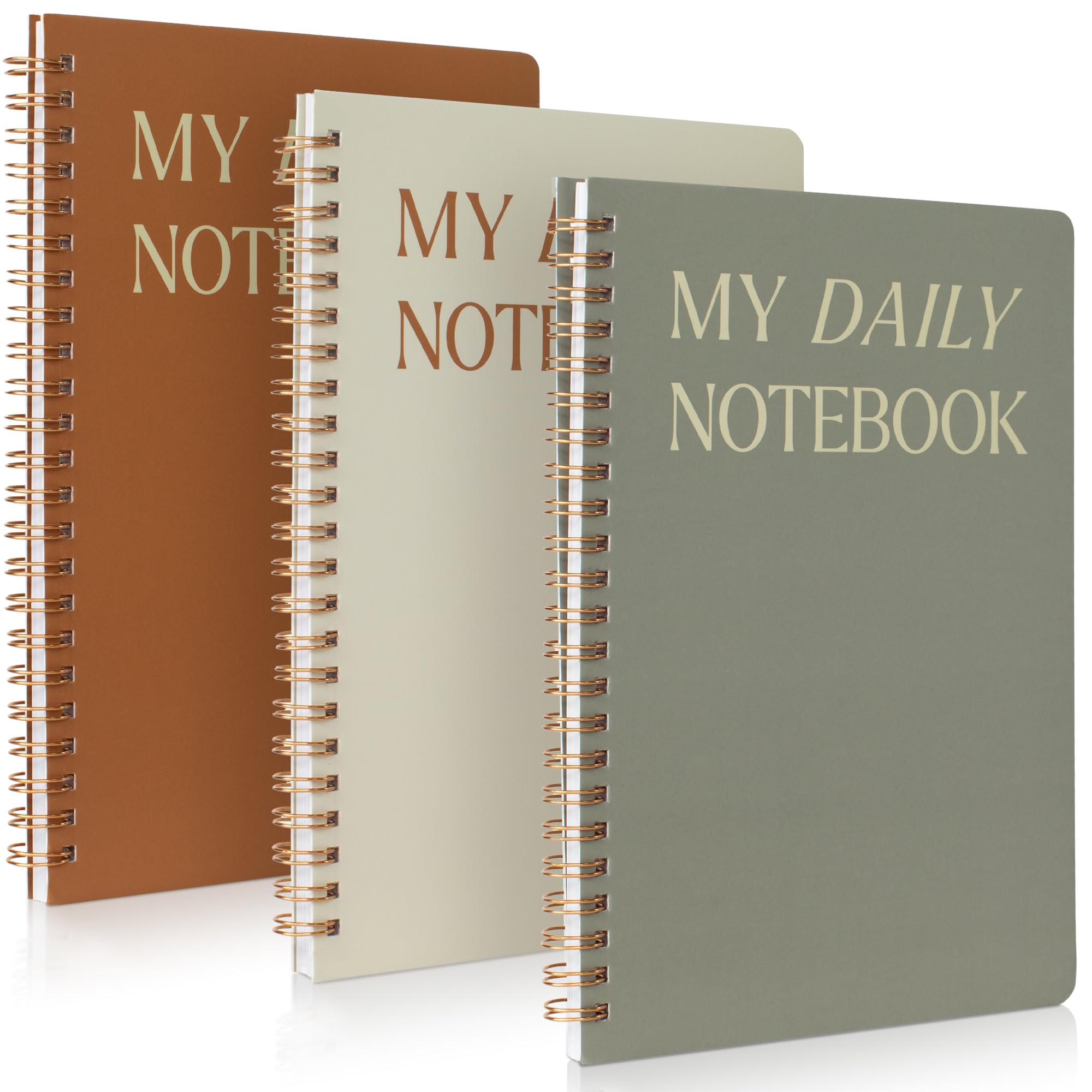 ZICOTO Aesthetic Spiral Notebook Set of 3 For Women - Cute College Ruled 8x6 Journal/Notebook with Large Pockets And Lined Pages - Perfect Supplies to Stay Organized at Work or School