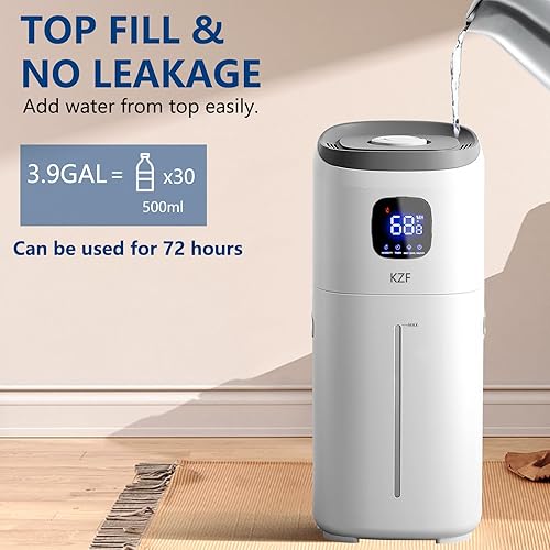 Miniatura 4 de KZF Humidificadores de 15 litros para habitación grande de dormitorio, cobertura de 2000 pies cuadrados, 72 horas de tiempo de funcionamiento,