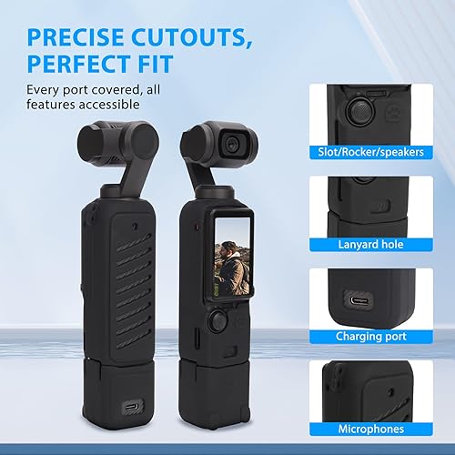 Miniatura 9 de Funda de silicona Pocket 3, protector de lente resistente a los arañazos, compatible con DJI OSMO Pocket 3 Creator Combo Accesorios (azul claro)