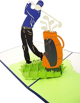 WOWPAPERART Golf - 3D Pop Up Greeting Card for All Occasions - Love, Birthday, Retirement, Congratulations, Thank You, Get Well, Fathers, Mothers Day- Fold Flat, Envelope Included Golf Player