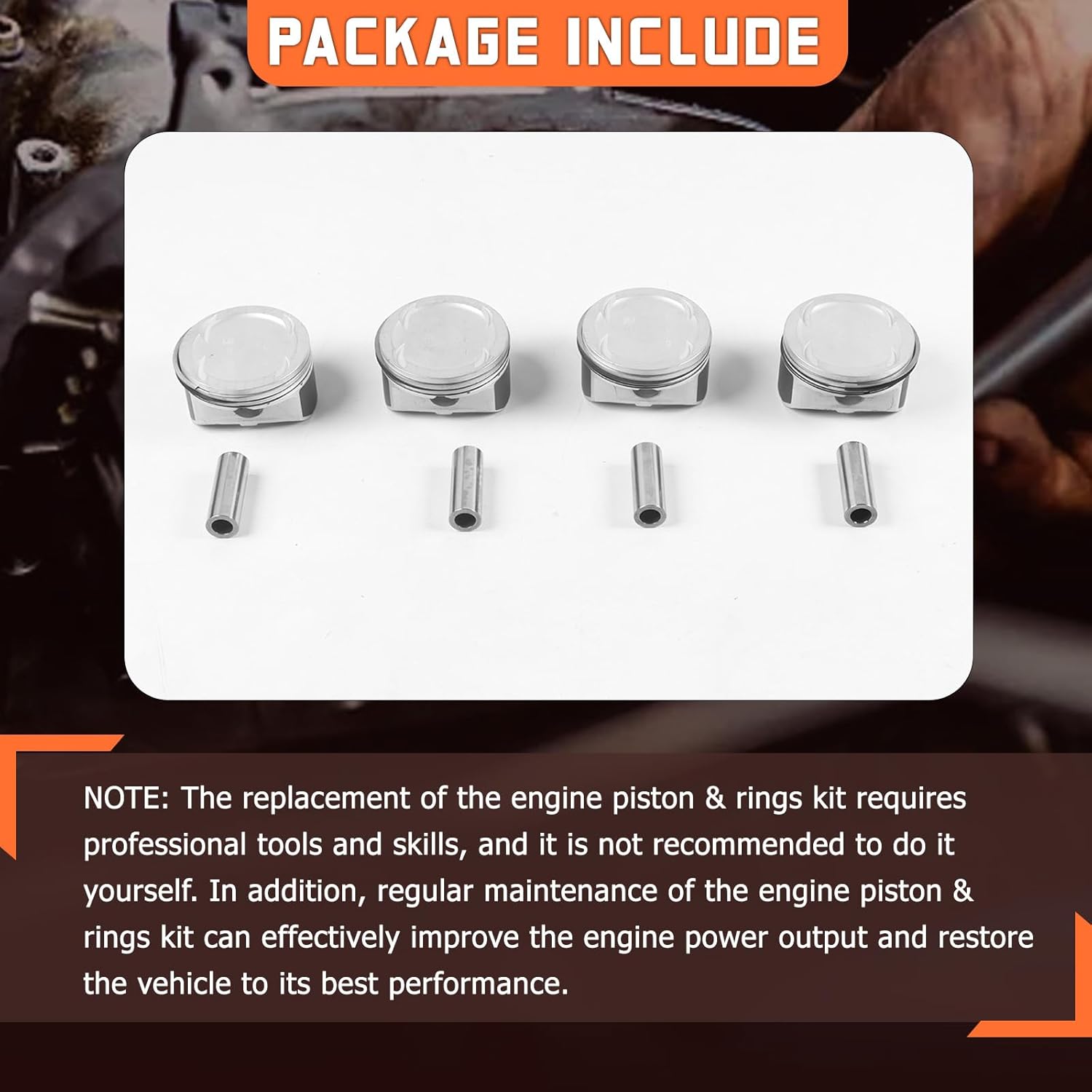 4pcs 23410-2G200 Engine Pistons Rings Set Compatible with 2007-2019 Hyundai Kia Sonata Sorento G4KE 2.4L Engine Piston + Piston Ring Set Aftermarket Parts