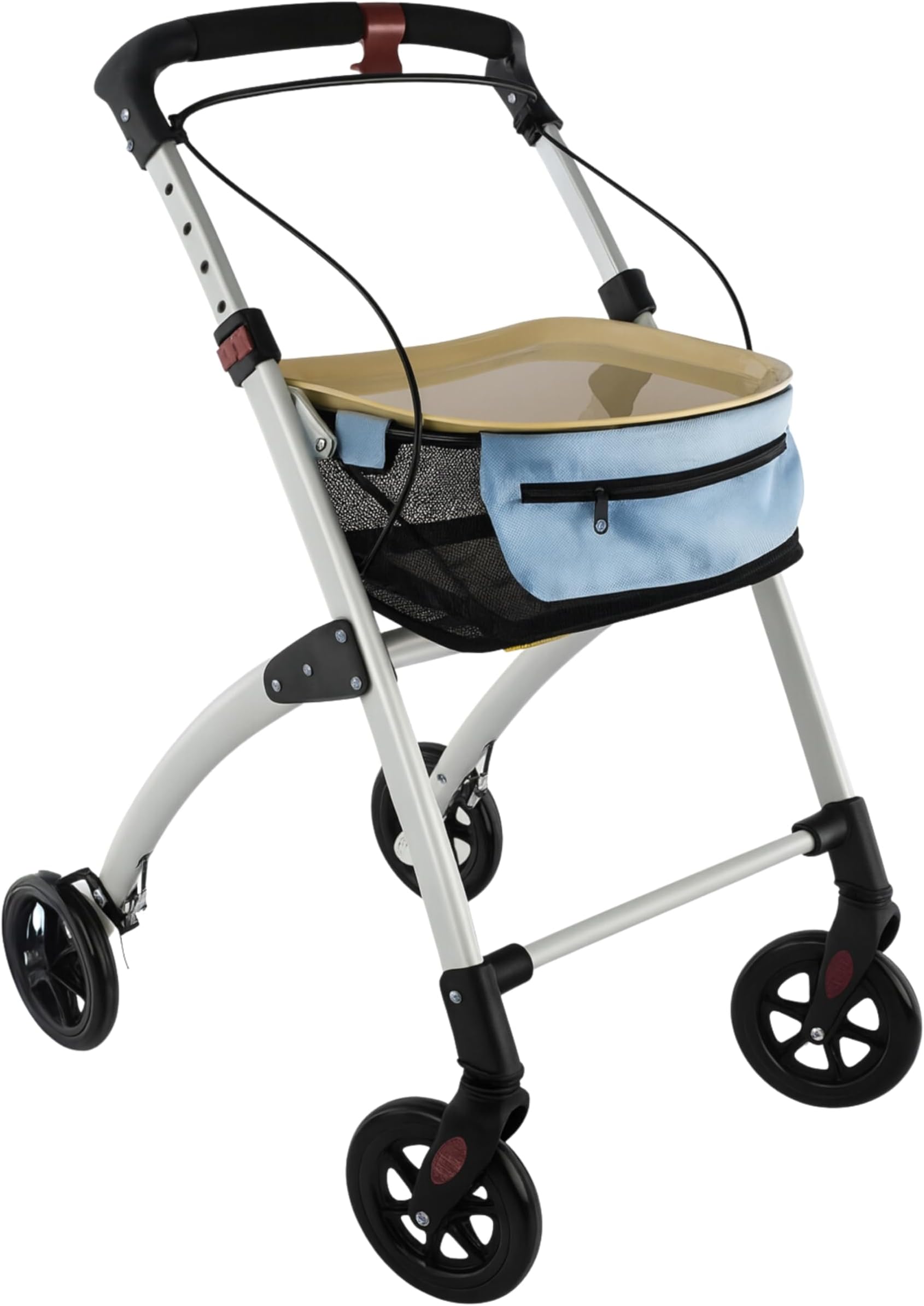 – Breeze Indoor Rollator, 4 Wheeled, Includes Basket and Tray, Mobility Aid, Assisted Walking Device for Low Mobility Users, Lightweight, Green
