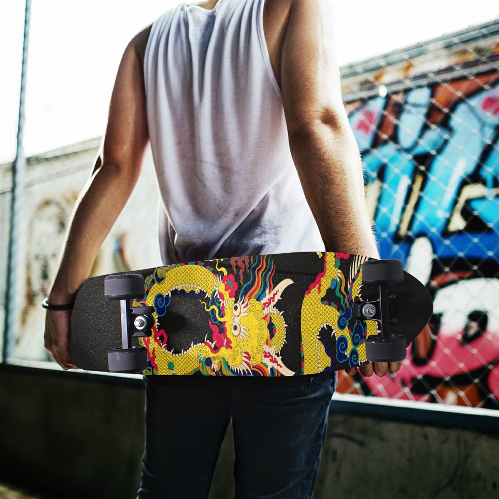 Grip Tape Skateboard Motif Dragon – Anti-dérapant, Sans Bulles, 84x23 Cm, Personnalisable