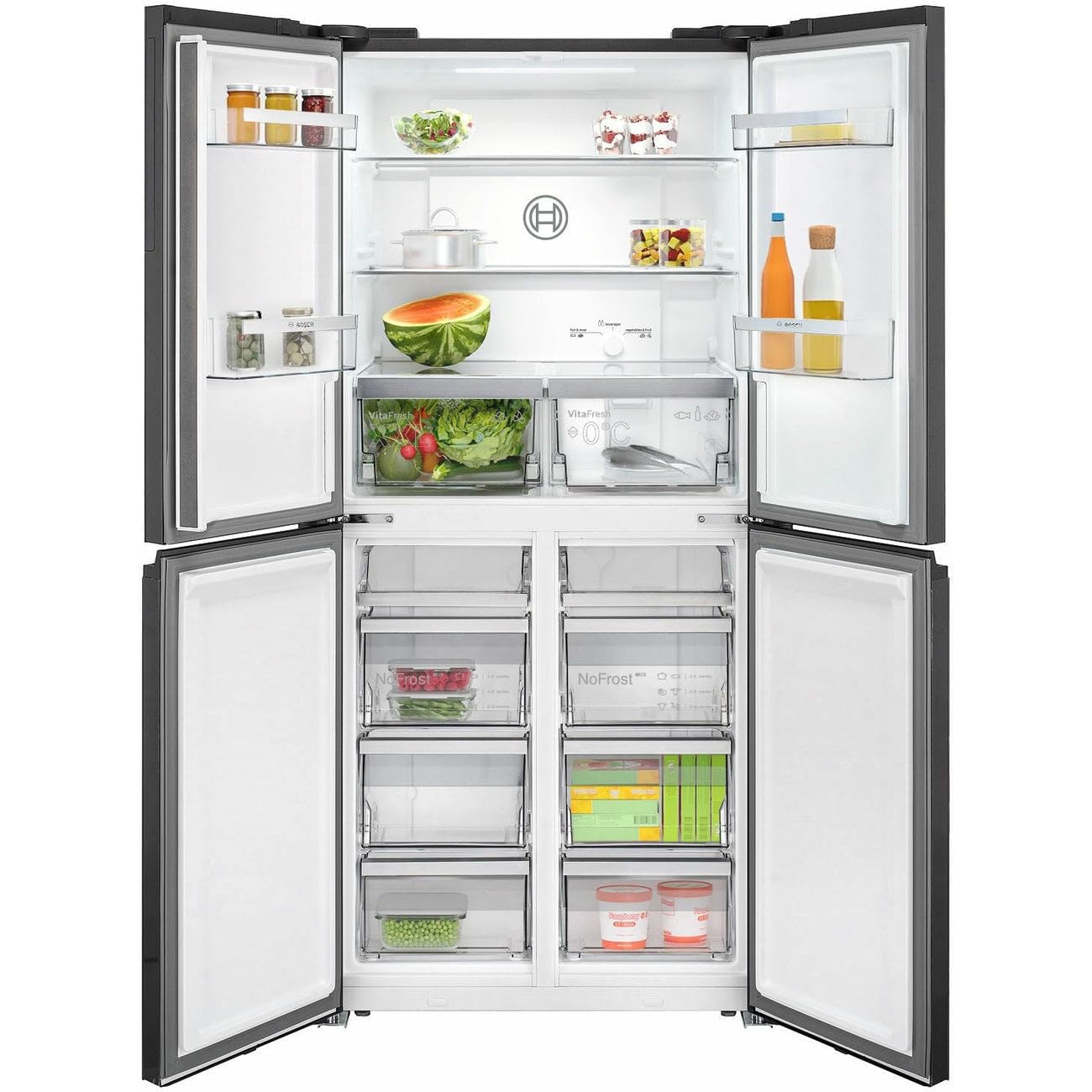 BOSCH Frigorí­fico americano KMC85LBEA Clase E 1,89mX85.5cm No Frost Negro