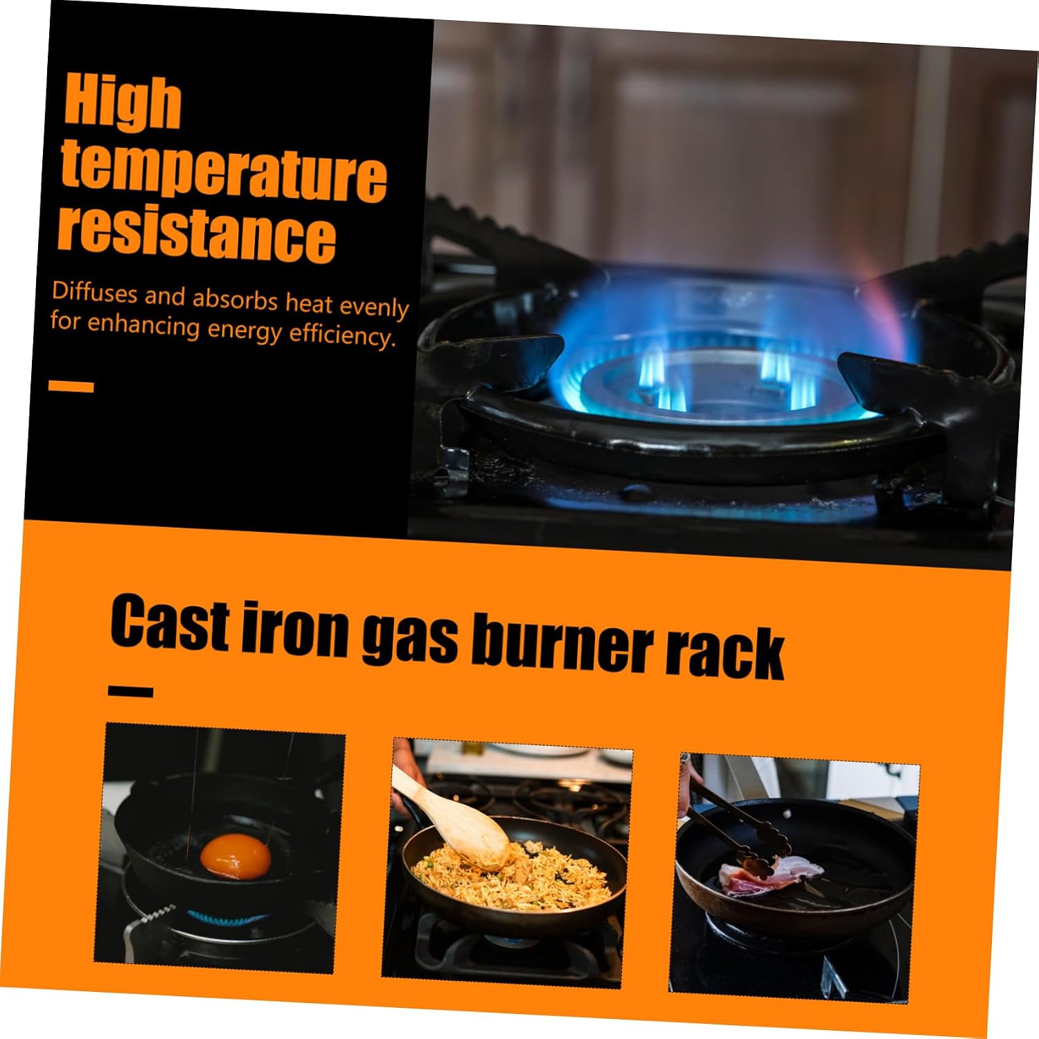 Practical Stove Rack Cast Iron Kitchen Stand Black