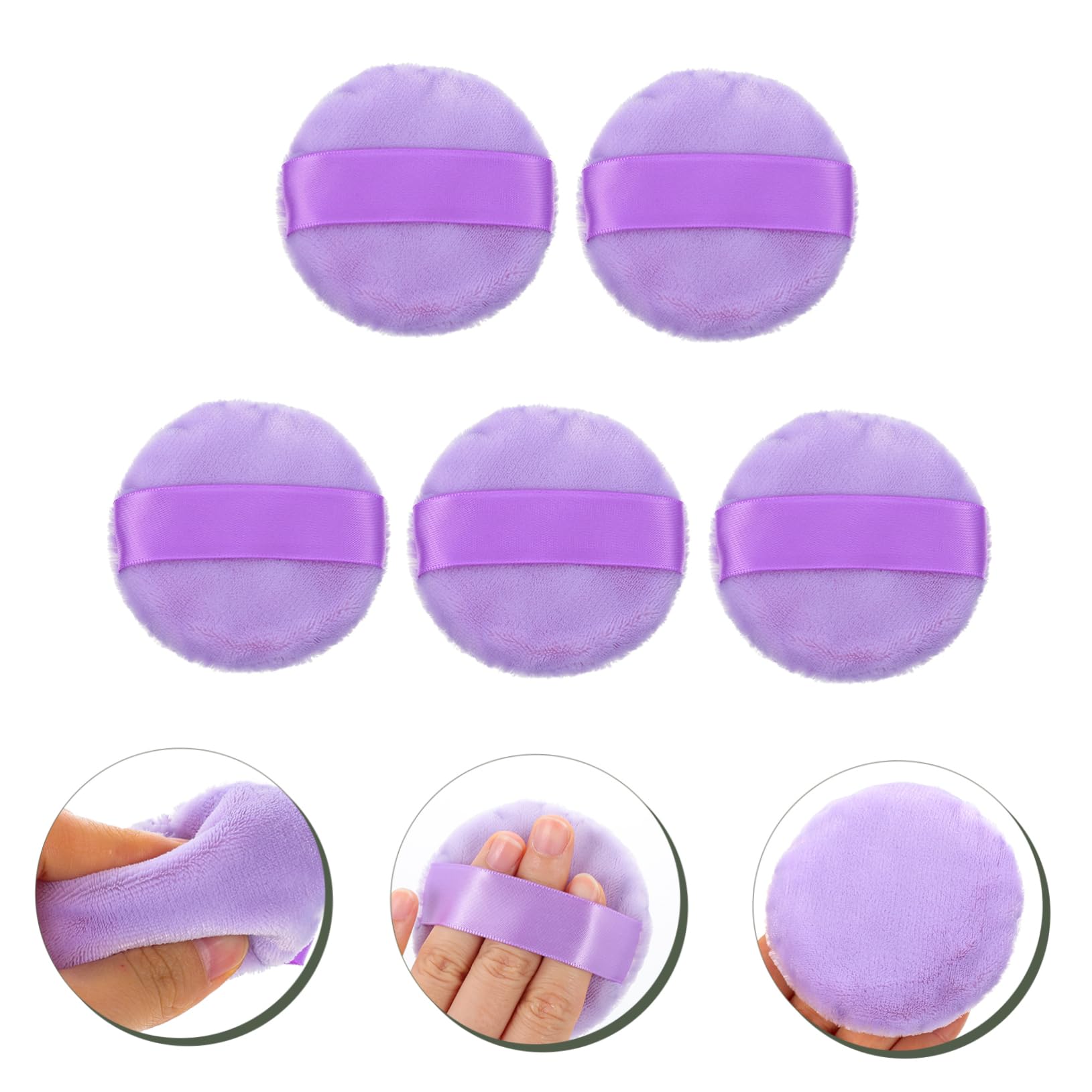 FRCOLOR 5Pcs Fluffy Loose Powder Puff Dual Sided Makeup Applicators for Smooth Foundation Application Skin Friendly and Lightweight for Daily Makeup Use