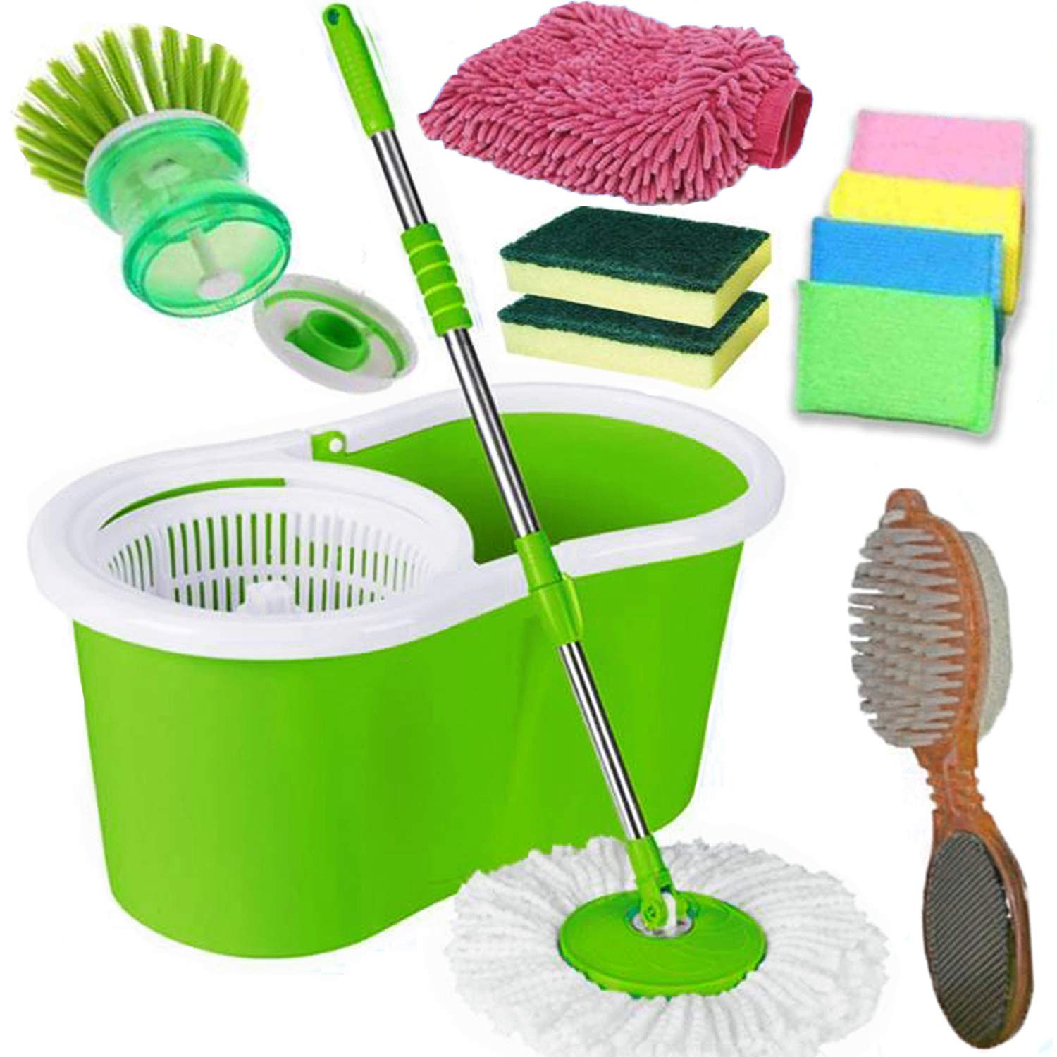 VMop Plastic Classic Magic Dry Bucket Mop 360 Degree Self Spin