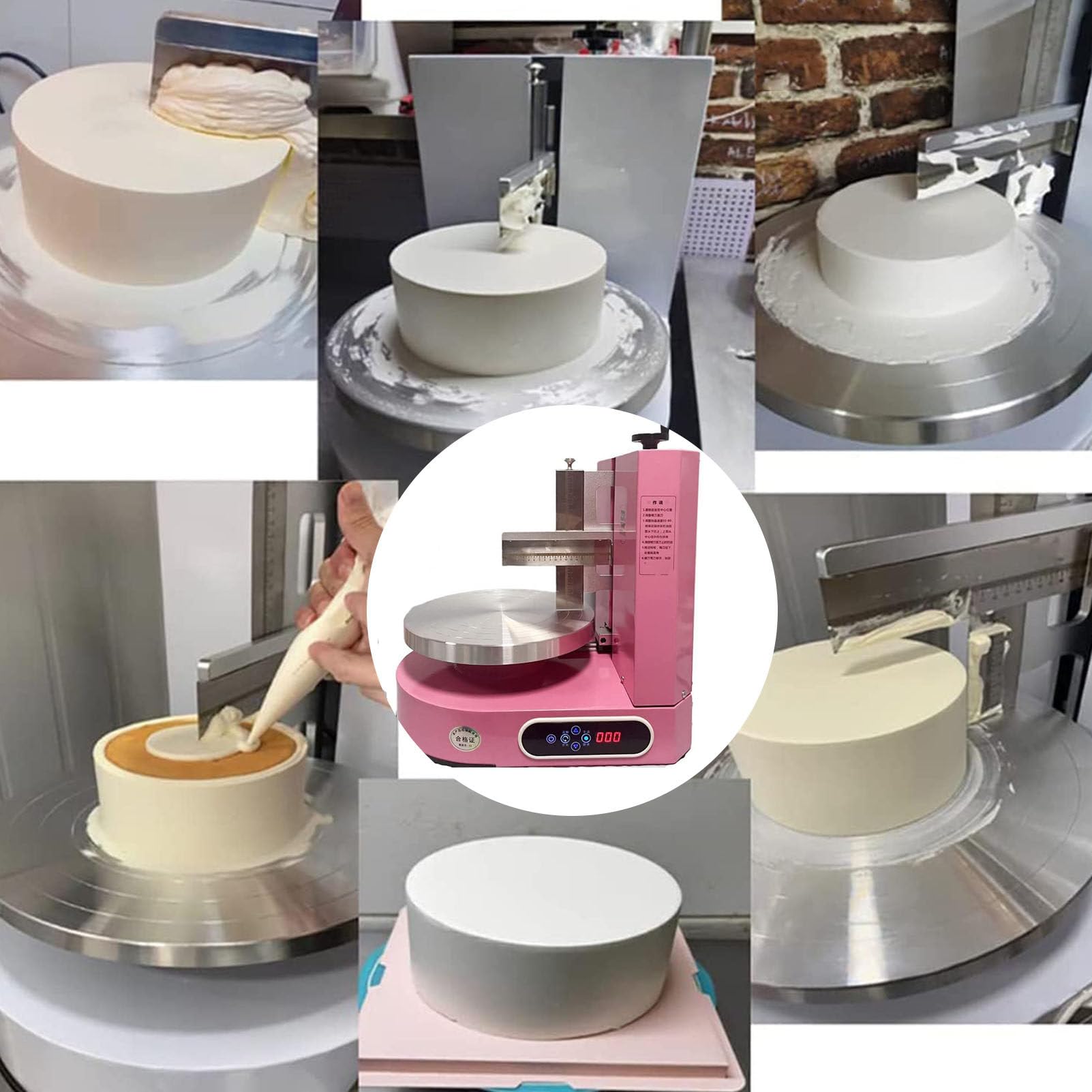 Kuchenglasurmaschine, tragbar, verstellbar, Kuchendekorationsglätter, automatischer Kuchenbeschichtungsglätter und Schabmaschine, ideal zum Backen und Geburtstag