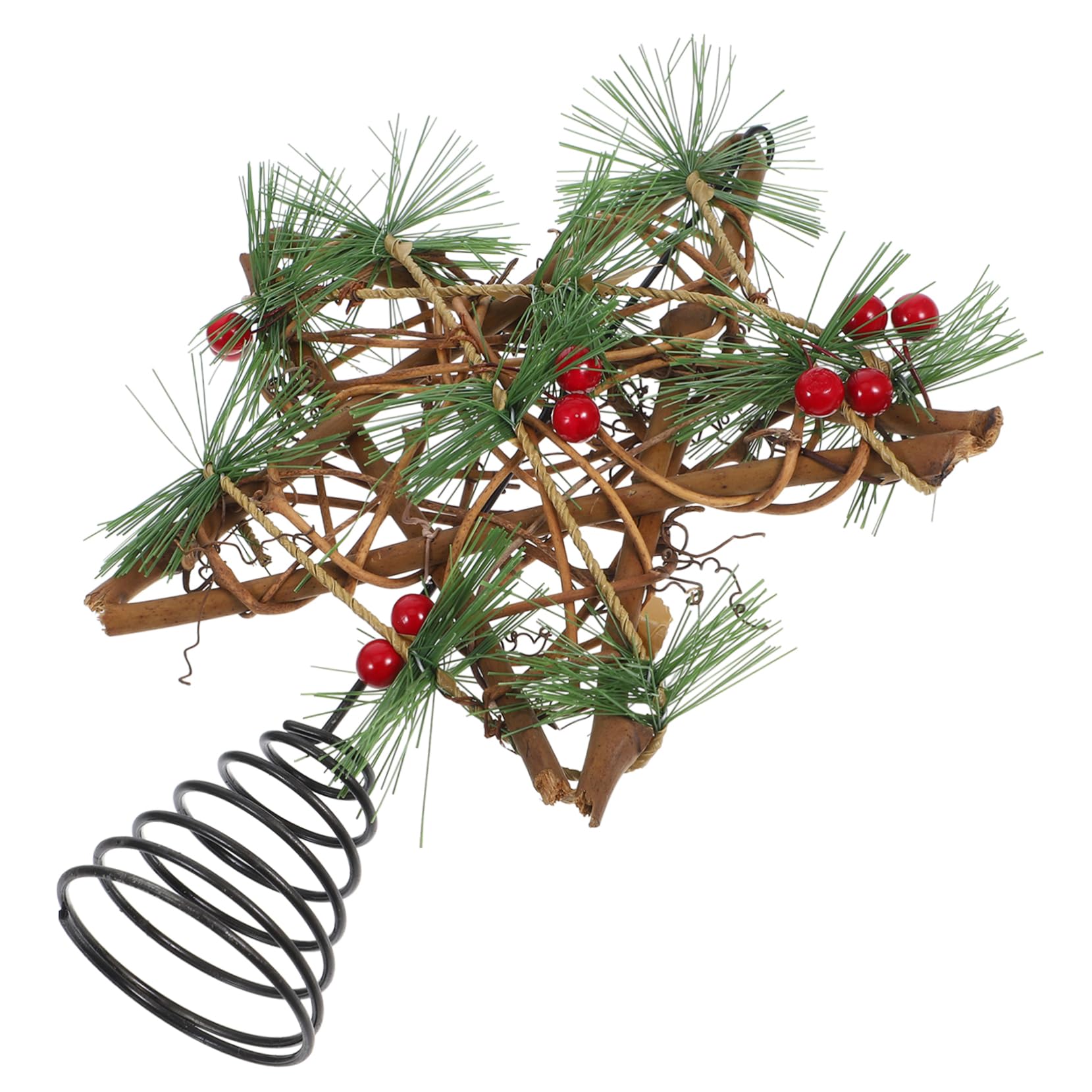 4 Stück Weihnachtsbaumspitze Sterngeflecht Weihnachtsbaumspitze Rattan Sterngeflecht Sternspitze Glitzerstern
