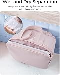 NOVIIML Travel Toiletry Bag, Lightweight Large Wide-open Travel Bag for Women, Puffy Cosmetic Makeup Bag Organizer with Handle for Accessories,Essentials, Toiletries, Pink