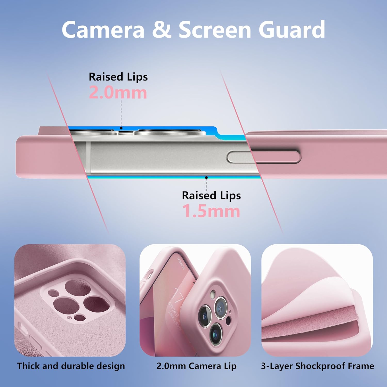 Magnetic Stand for iPhone 15 Pro, Liquid Silicone, [Compatible with MagSafe][Built-in Kickstand&Ring Holder] Anti-Scratch Soft Microfiber Lining, Light Pink - Image 4