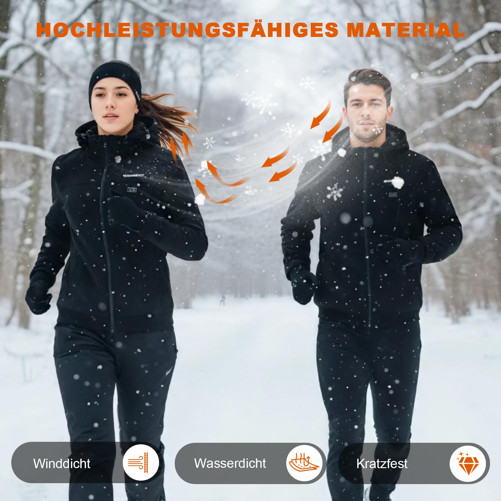 Reißverschluss Pullover Beheizbarer Hoodie mit Fleecefutter für Herren & Damen, 7.4V 20000mAh Akku - 6-Zonen Smart Heizjacke, 3 Heizstufen für Outdoor, Camping, Wandern