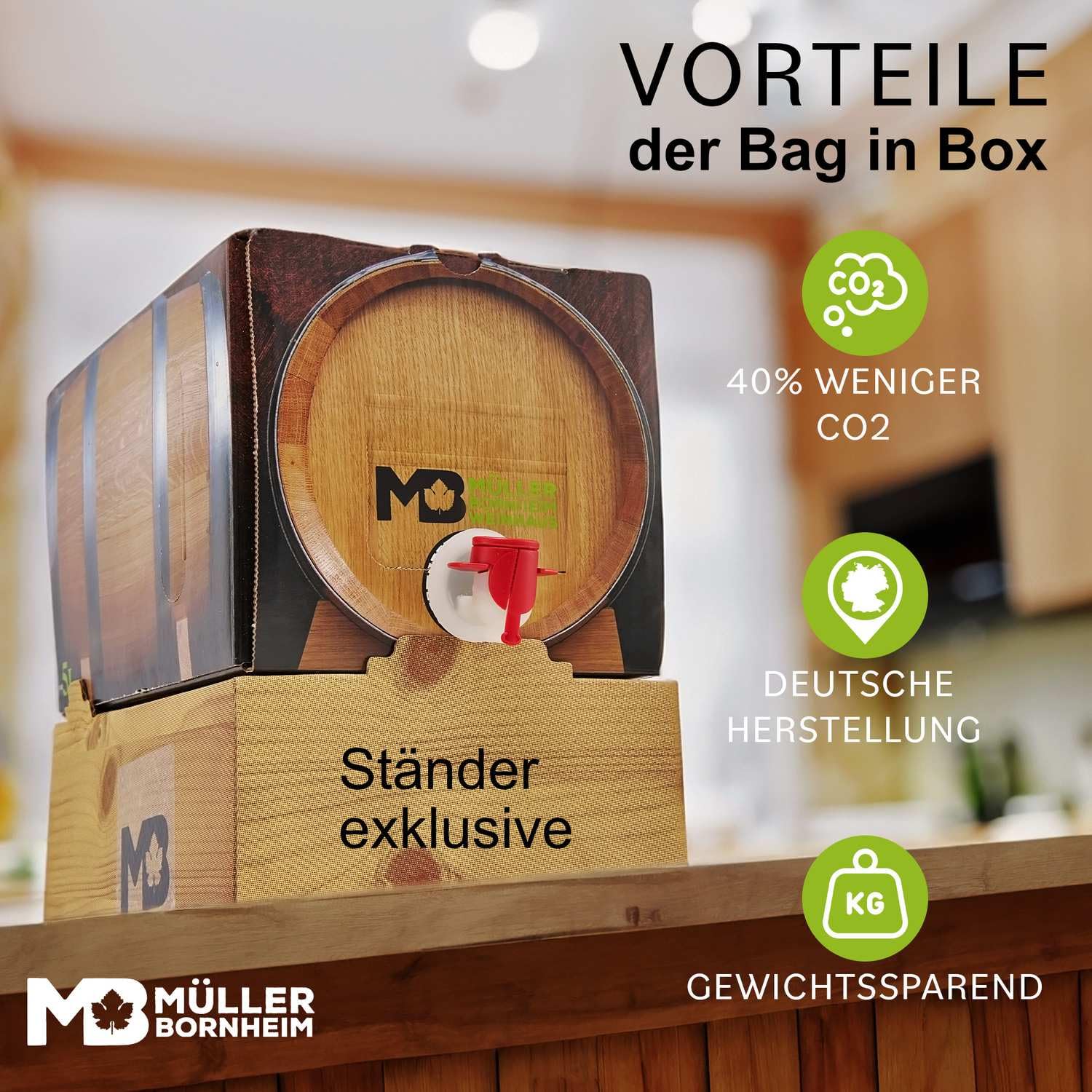 Weinhaus Müller Bornheim Dornfelder Halbtrocken Bag in Box 5L Pfalz | Zapfhahn inklusive – 6 Wochen frisch, bruchsicher, kein Tropfen geht verloren, einfach lagern