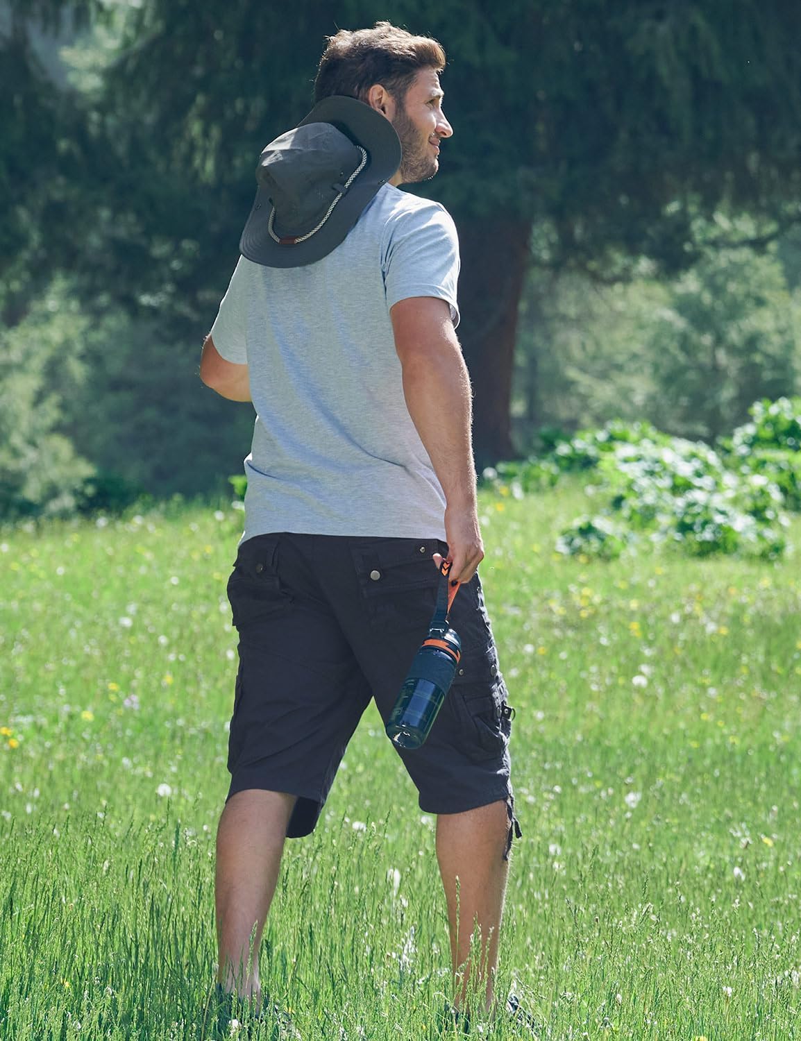 Mens Cargo Shorts Cotton Ripstop Straight Leg Below Knee Twill Casual Summer Long Shorts - Image 7