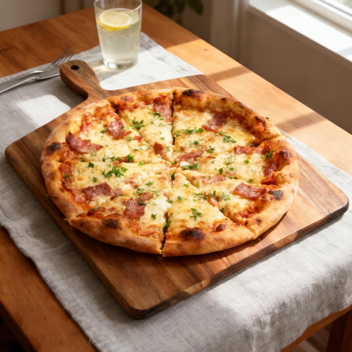 S310 Acacia Wood Cutting Board with Handle, Wooden Chopping Board for Meat, Cheese, Bread & Vegetables, Decorative Charcuterie Serving Board for Kitchen Cooking, Pizza & Party Dining, 17"x13"