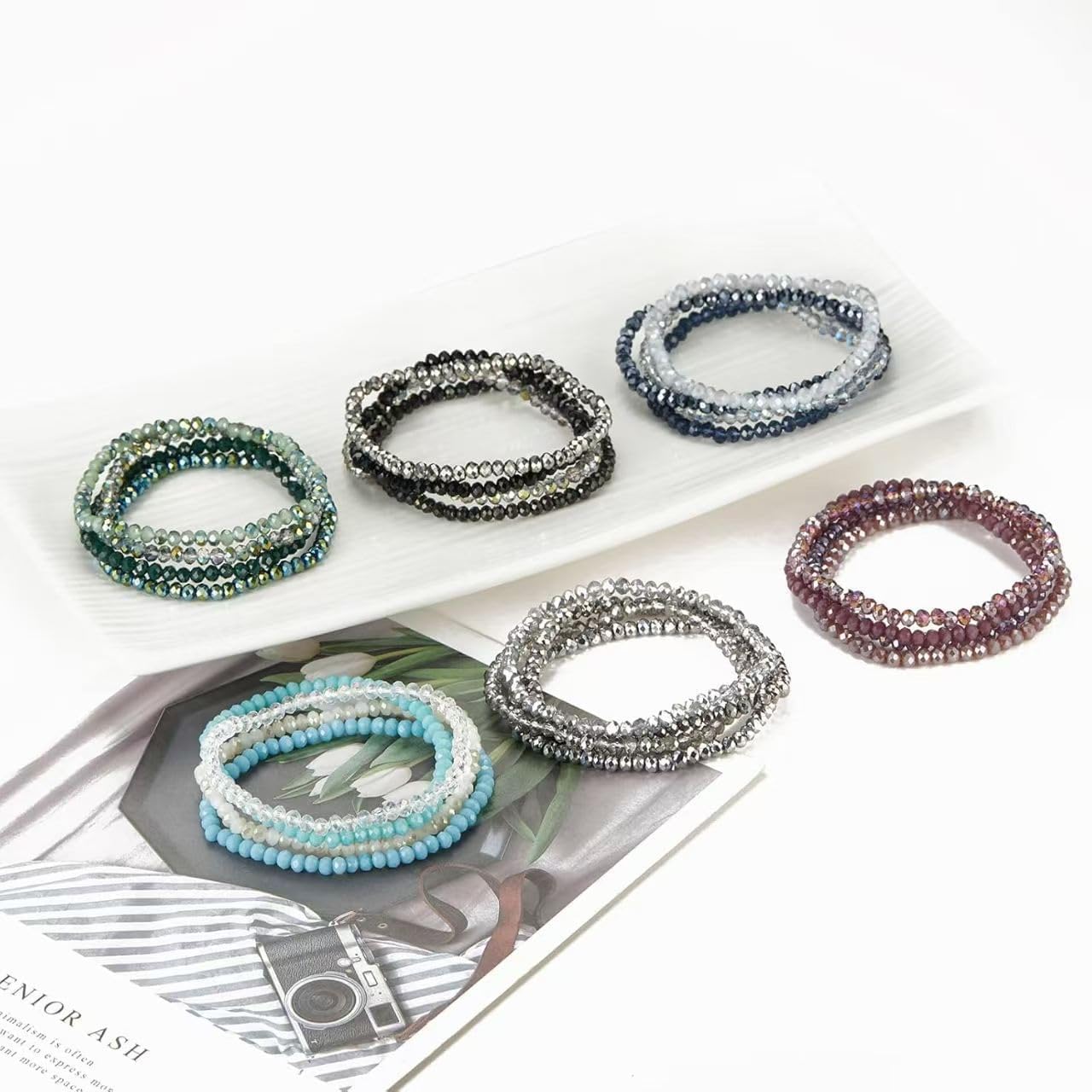 Boho Colorful Stackable Crystal Glass Beads Stretch Bracelets Multilayered Bracelets for Women Bohemian Jewelry - Image 2