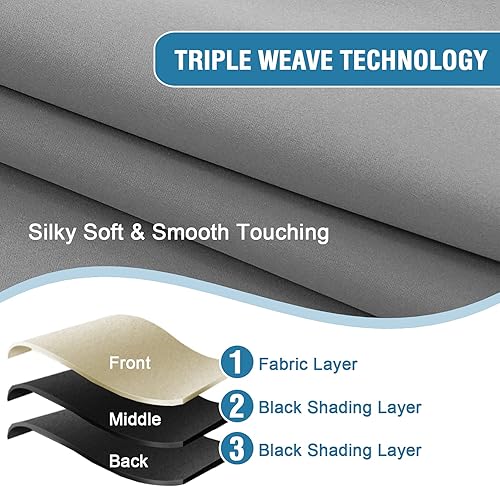 Miniatura 5 de H.VERSAILTEX Cortinas 100% de opacidad para dormitorio, con aislamiento térmico, cortinas opacas de 108 pulgadas de largo, bolsillo para cortinero