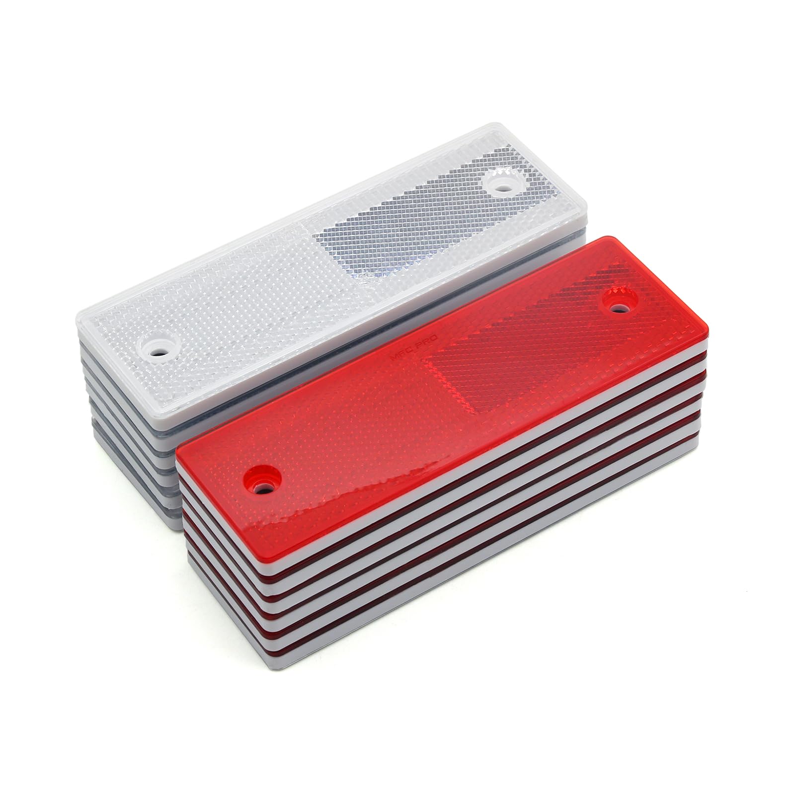 KOPPANG 12Pcs Universal Plastic Rectangular Reflectors Stick-on/Screw Mount (Red+White)