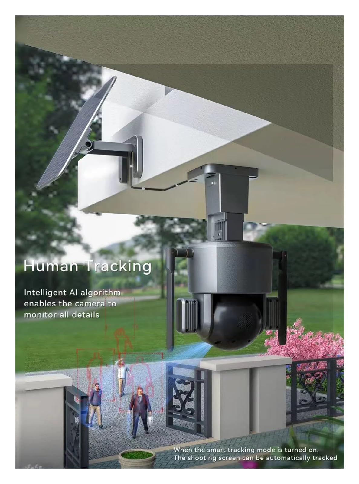 Telecamera di Sorveglianza, Telecamera solare 4K 8MP esterna 4G/Wifi impermeabile IP66 di localizzazione automatica sicurezza sorveglianza PTZ Camma CCTV