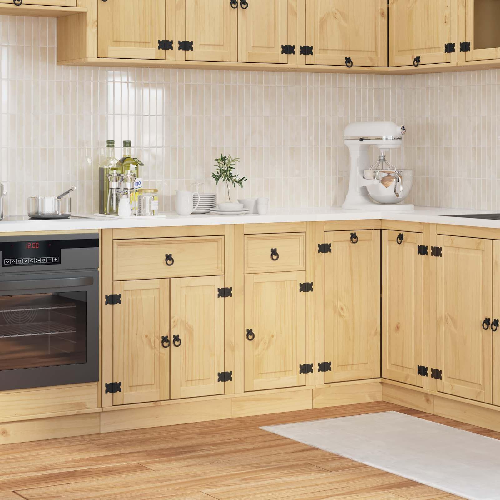 Homgoday Eleganter Kiefernschrank mit rechteckiger Form und viel Stauraum für Wohnzimmer und Esszimmer Model42007561