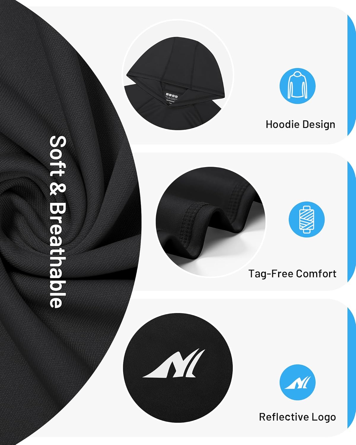 UPF 50+ Boys Rash Guard Hoodie Long Sleeve Youth Kids Swim Shirt UV Sun Protection Hooded for Fishing Running Beach - Image 5