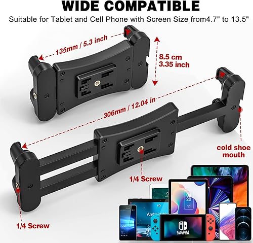 Miniatura 5 de JUBOR Soporte para tablet para soporte de micrófono, soporte para tableta, soporte para teléfono celular para soporte de música compatible con iPad,