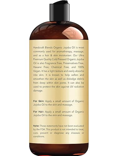 Miniatura 8 de Handcraft Blends Aceite de jojoba orgánico USDA de 28 onzas líquidas  Aceite de jojoba 100% puro y natural para piel, cara y cabello  Aceite de
