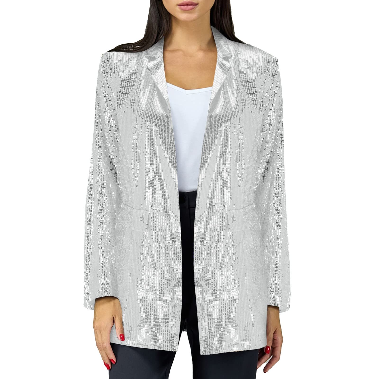 Silver Sequin Blazer Dress Sparkly Silver Diamante Blazer Dress