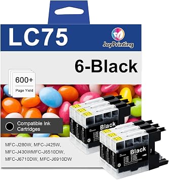 Compatible LC75BK LC71BK LC75 Black Ink Cartridges Replacement for Brother LC-75 LC71 LC79 XL Ink Work for Brother MFC-J430W J625DW J435W J835DW J425W J6710DW J5910DW J6910DW J6510DW