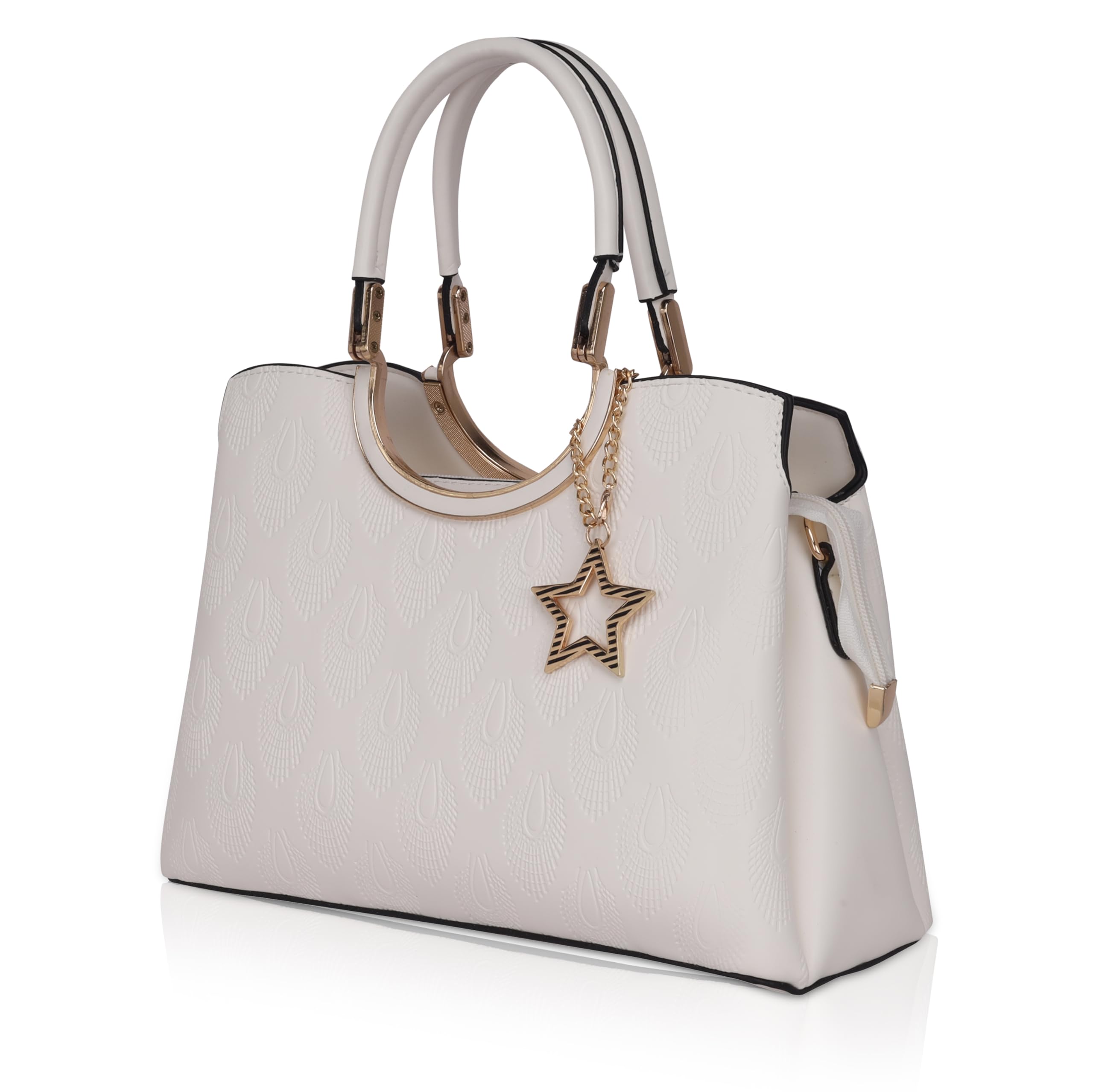 don cavalli Handbags for women Pu Leather Metallic Sophistication Handheld Ladies Handbag With Metal Handle, Multi-Pockets, And Detachable AdjustableLongBelt (_White) (B0D1CTY82T) Amazon Price History, Amazon Price Tracker