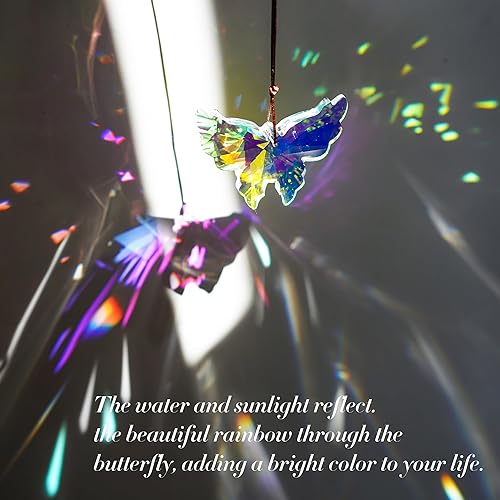 Miniatura 4 de Atrapasoles de cristal de 2.992 in para colgar, diseño de mariposa de arco iris, cristales colgantes de prisma AB para ventana, jardín, hogar,