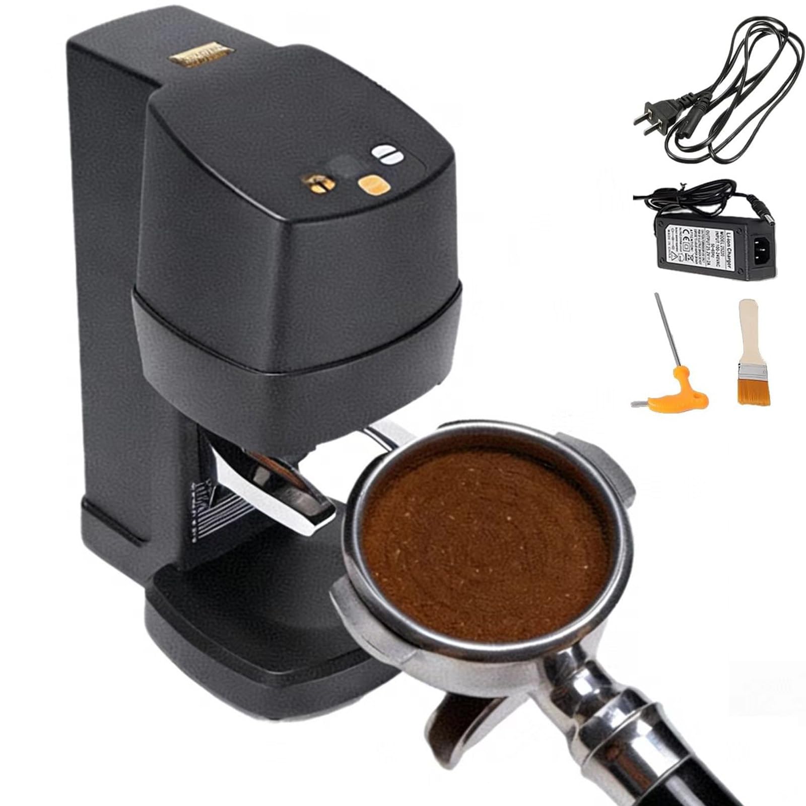 Professionale Pressino Automatico per caffè Elettrico,Pressino Elettrico per caffè,Acciaio Inossidabile,Pressione Regolabile/Tempi Pressione per Espresso Perfetto Black