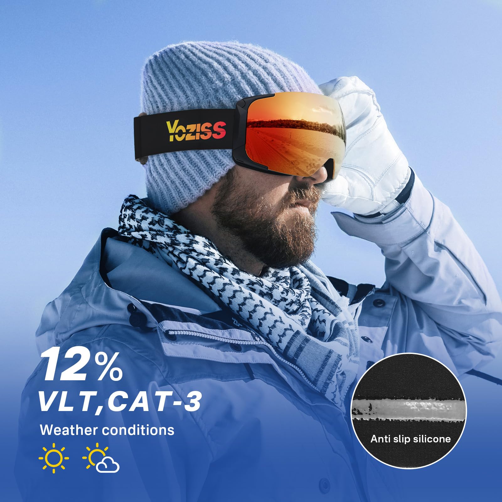Gogle narciarskie, gogle snowboardowe z wymiennymi soczewkami magnetycznymi, okulary narciarskie OTG ochrona UV400, przeciwmgielne gogle sportowe do snowboardu