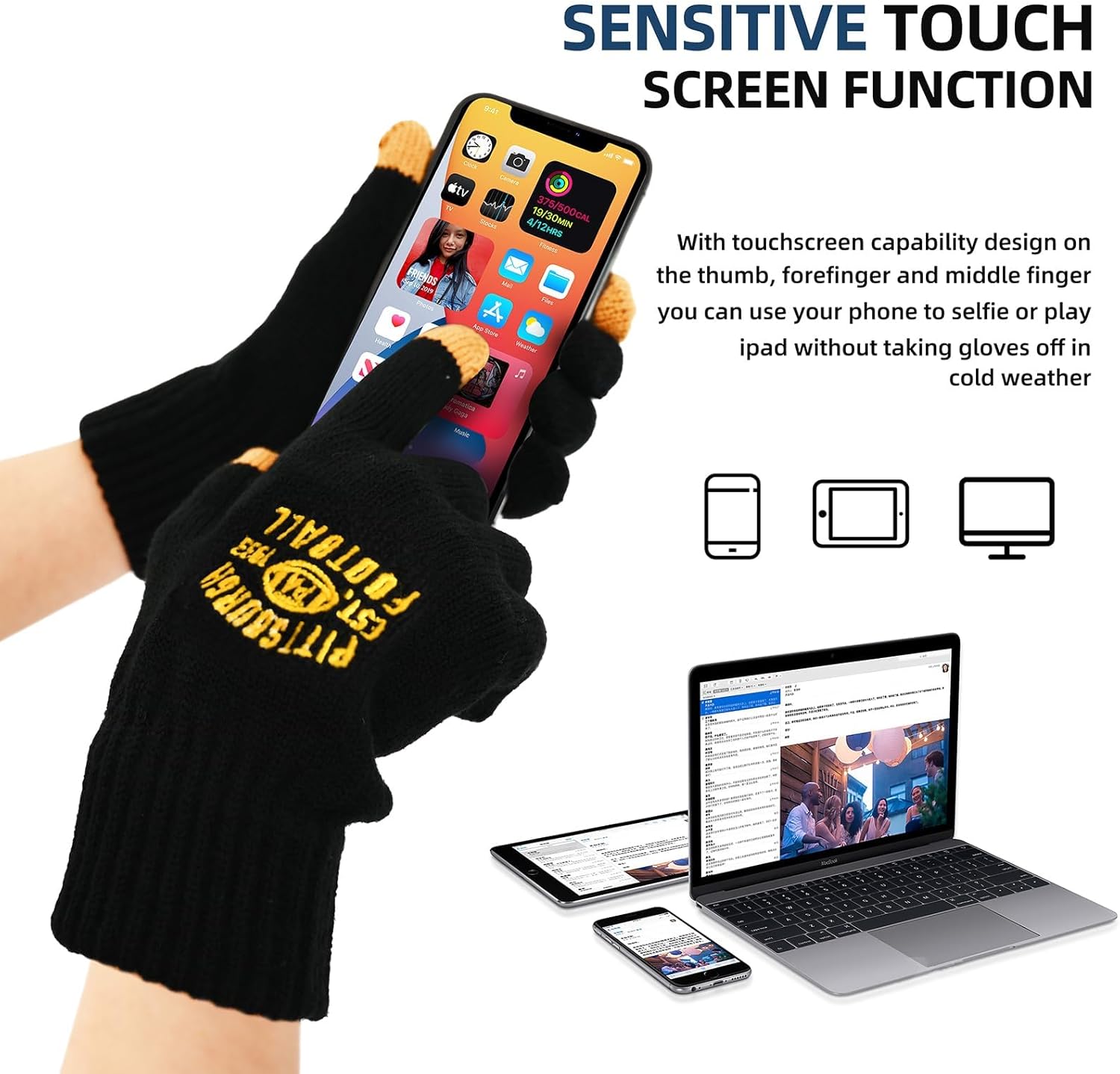 Vintage Classic Skull Cap Embroidery Beanie Fasion Hat Cuffed Winter Hat Knit Comes with Warm Gloves Gifts for Men Women Fans - Image 4