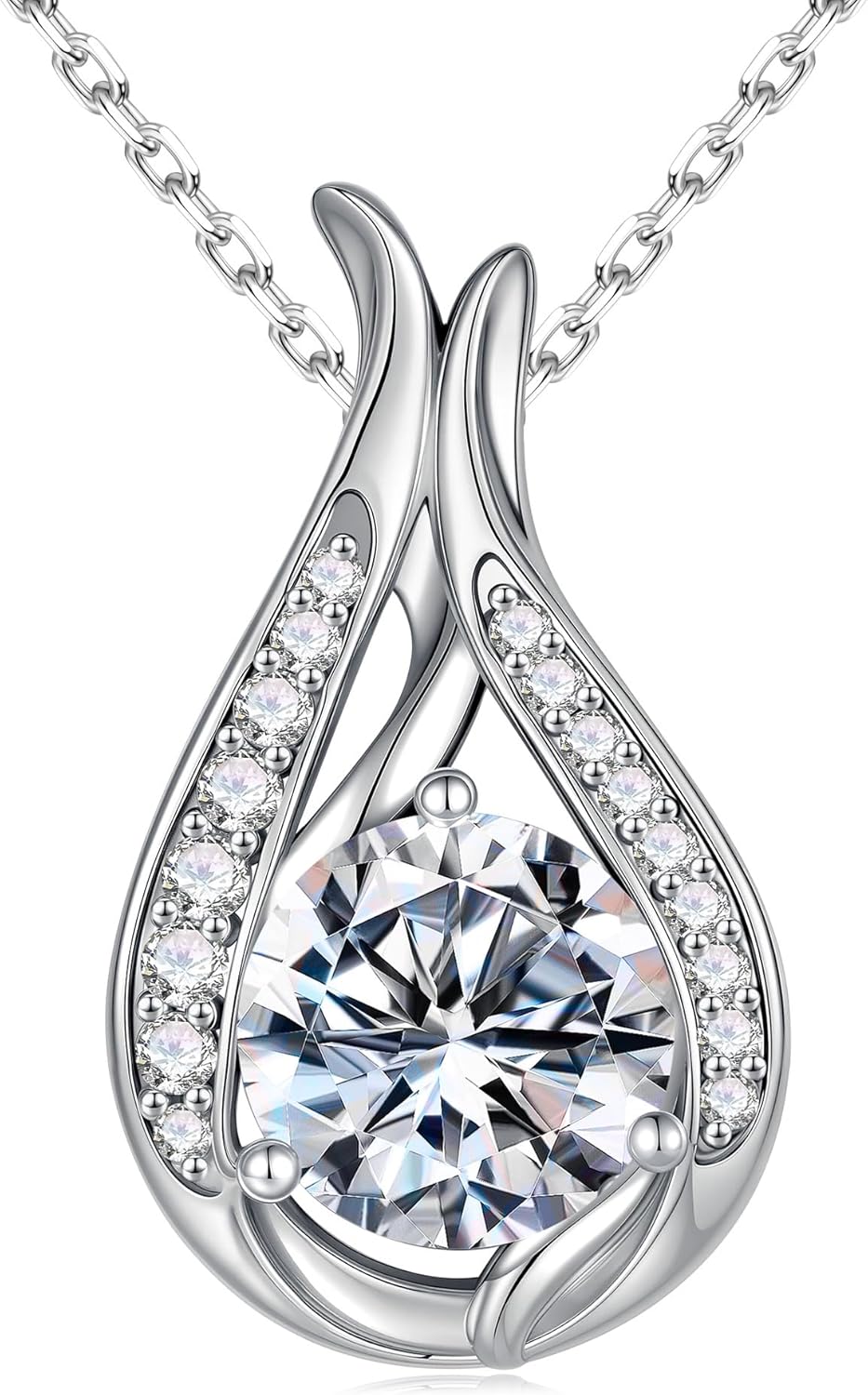 MOOSEA Valentines Day Gifts for Her Wife - 925 Sterling Silver Moissanite Necklace, 1-3Ct D Color VVS1 Clarity Moissanite, Anniversary Birthday Gifts for Women, Jewelry Gifts for Women Her Wife