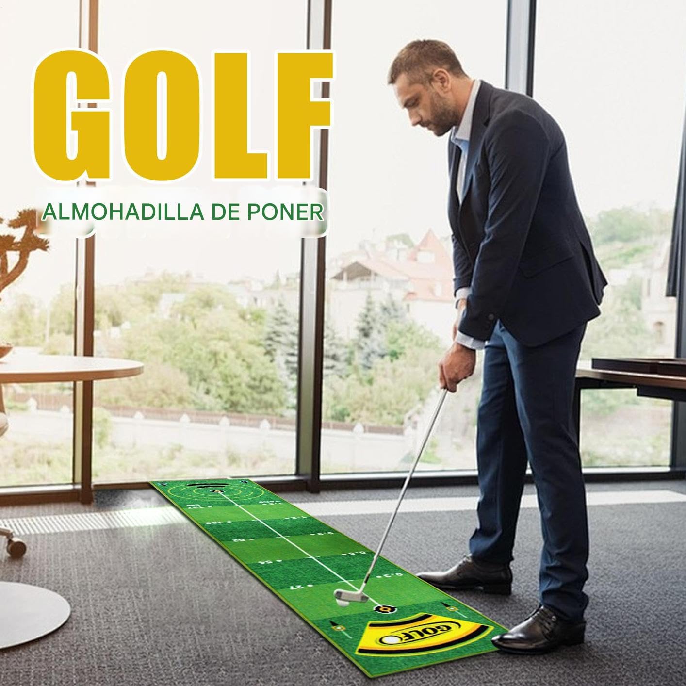 Putting Green para Práctica 49,8 cm x 2,38 m Base Antideslizante Ayuda de