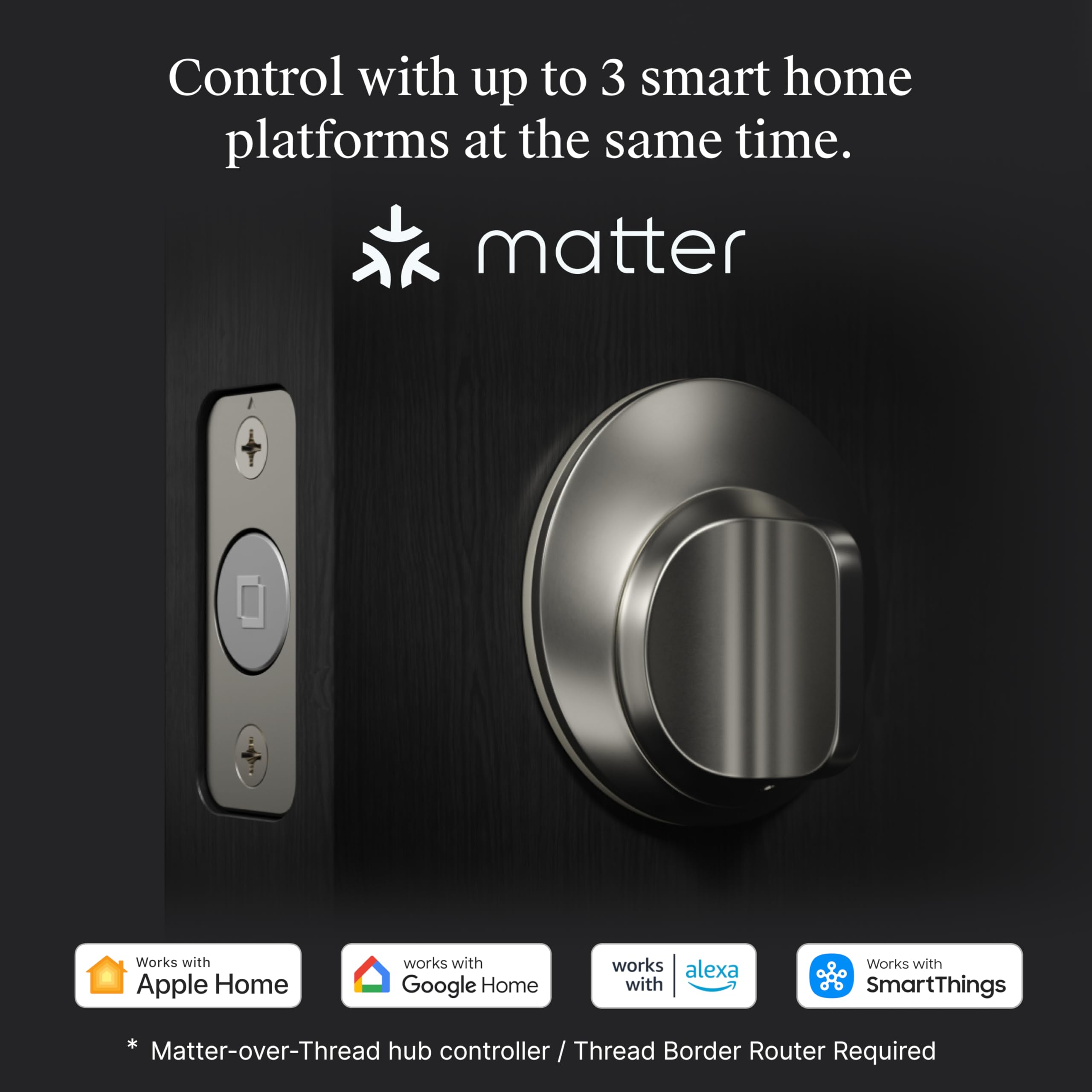 Level Lock+ (Matter) Smart Lock - World's Smallest, Most Advanced Matter-Over-Thread Deadbolt Plus Apple Home Key - Keyless and Remote Access via Apple, Alexa, Google Home, SmartThings (Matte Black)